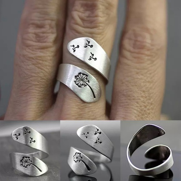 “Let Go” Dandelion Minimalist Wrap Adjustable Ring - Picture 5 of 8